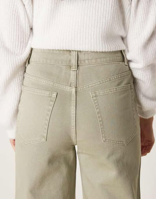 ASOS DESIGN wide leg dad jeans in khaki