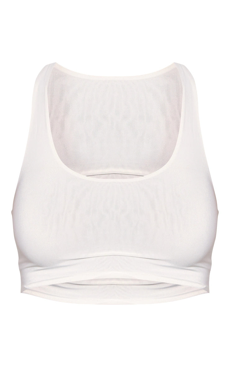 White Slinky Racer Back Crop Top