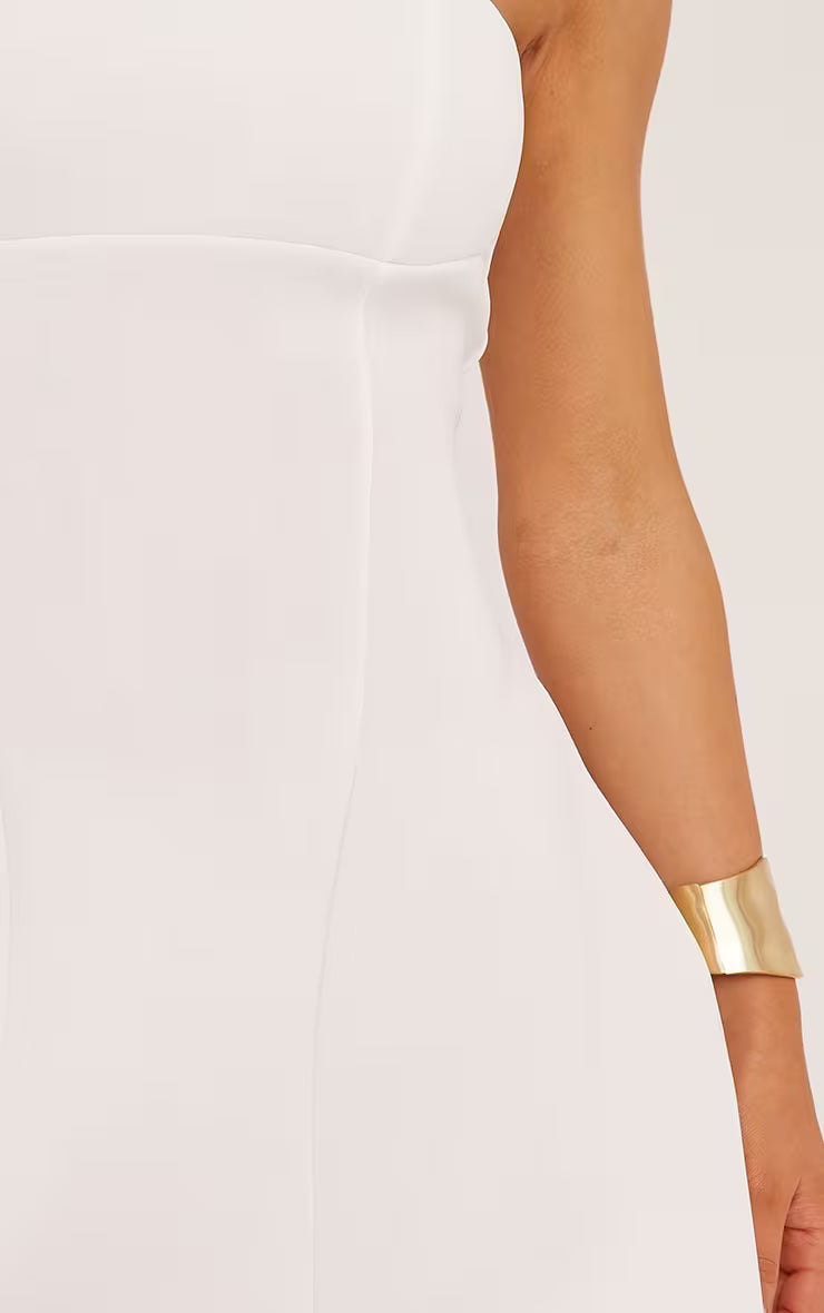 Bandeau Tailored Mini Dress In White Woven