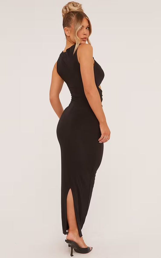 Ego - Sleeveless Cut Out Twist Front Detail Maxi Dress In Black