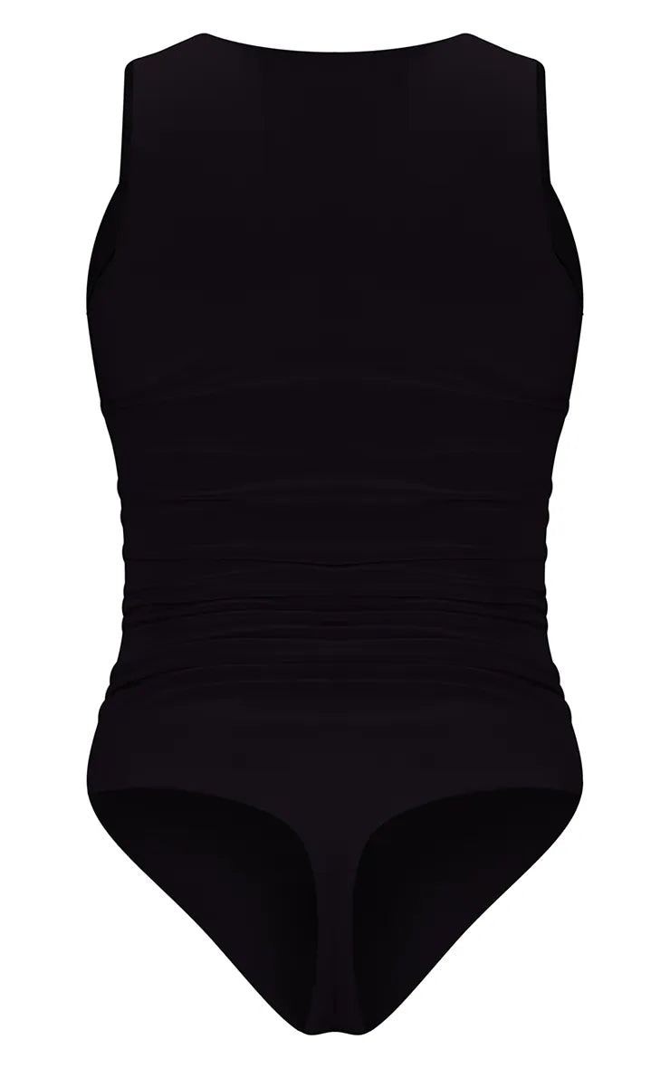 Black Slinky Cut Out Front Bodysuit
