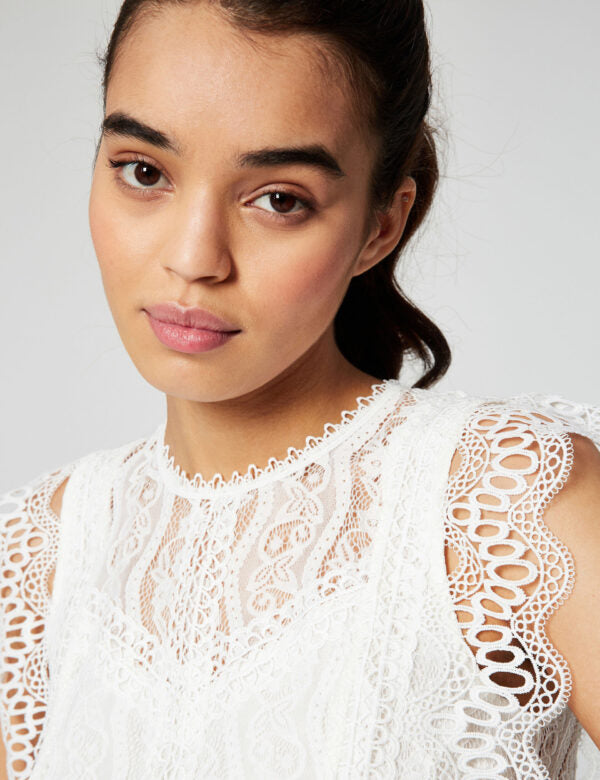 Openwork Lace Top Offwhite