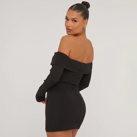 Bardot Tailored Detail Blazer Dress In Black