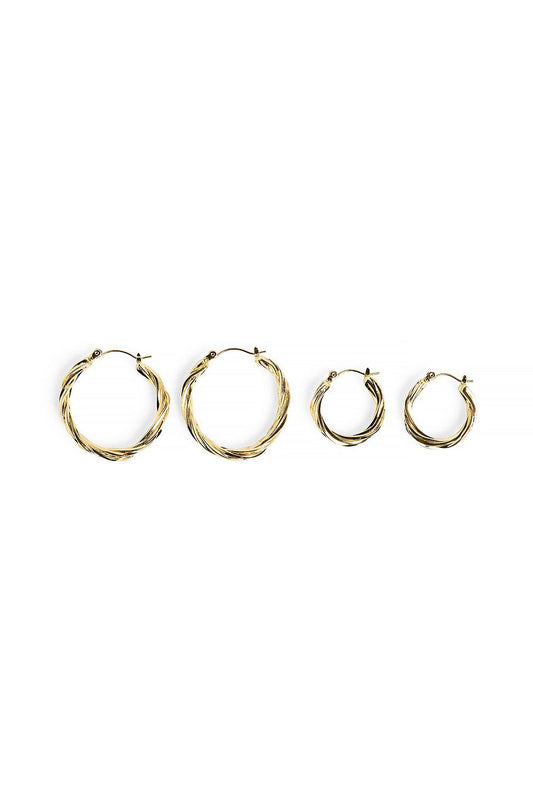 2-Pack Gold Plated Braided Hoops