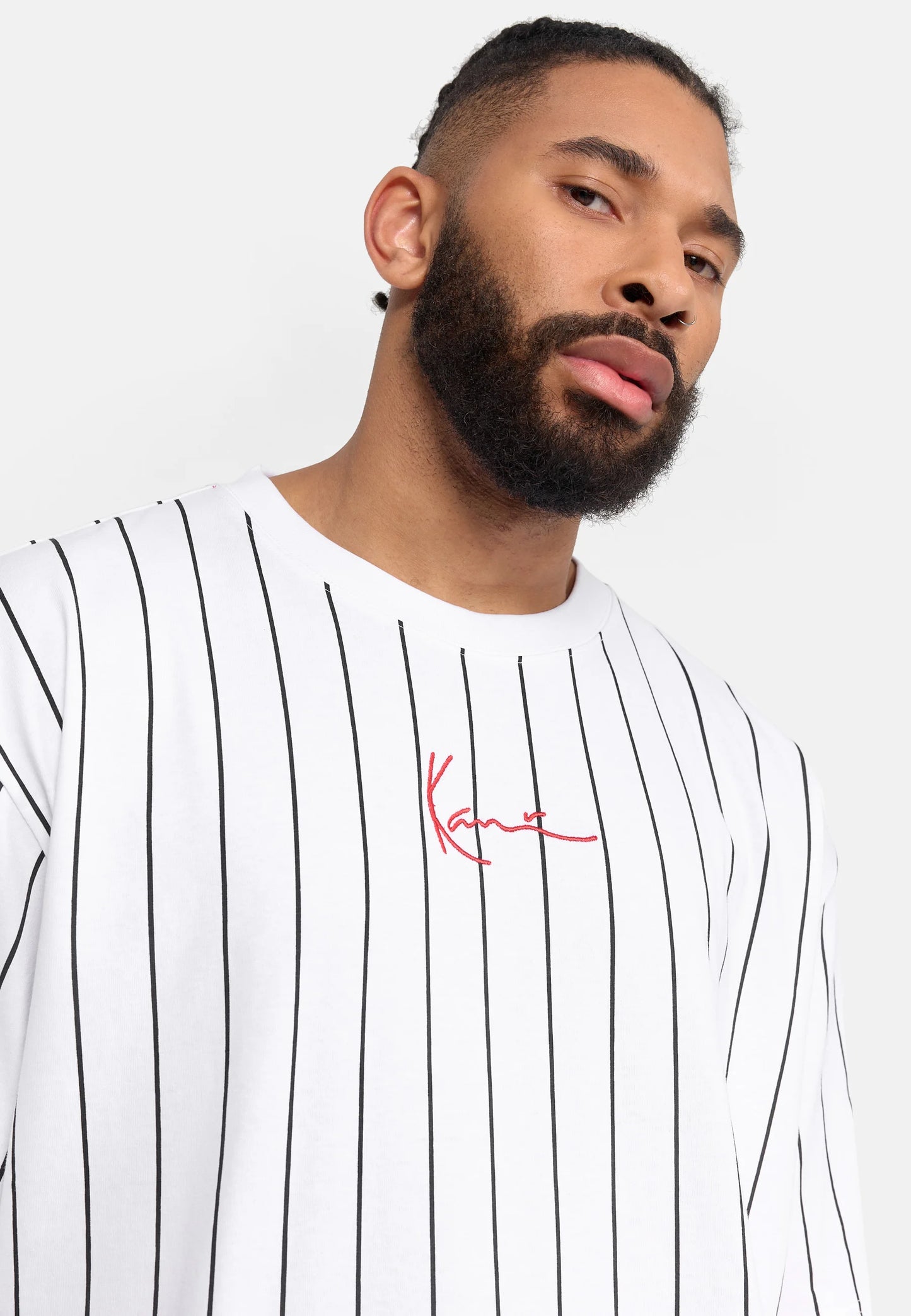 Karl Kani SMALL SIGNATURE PINSTRIPE TEE - T-shirt print - white