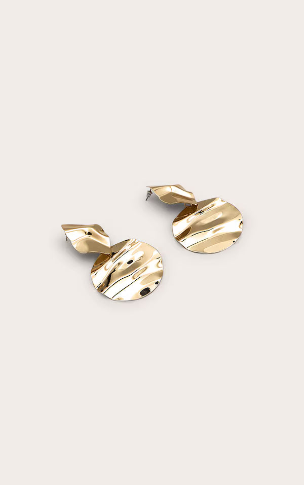 Gold Abstract Disc Statement Earrings
