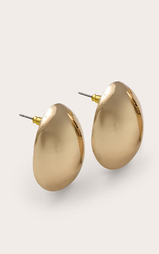 Gold Chunky Oval Stud Earrings