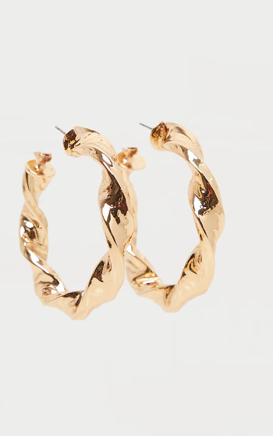Gold Chunky Twist Hoop Earrings