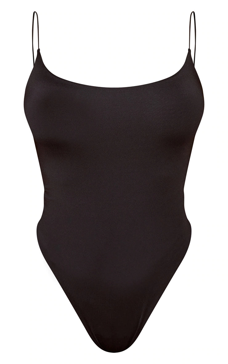 Shape Black Slinky Spaghetti Strap Bodysuit
