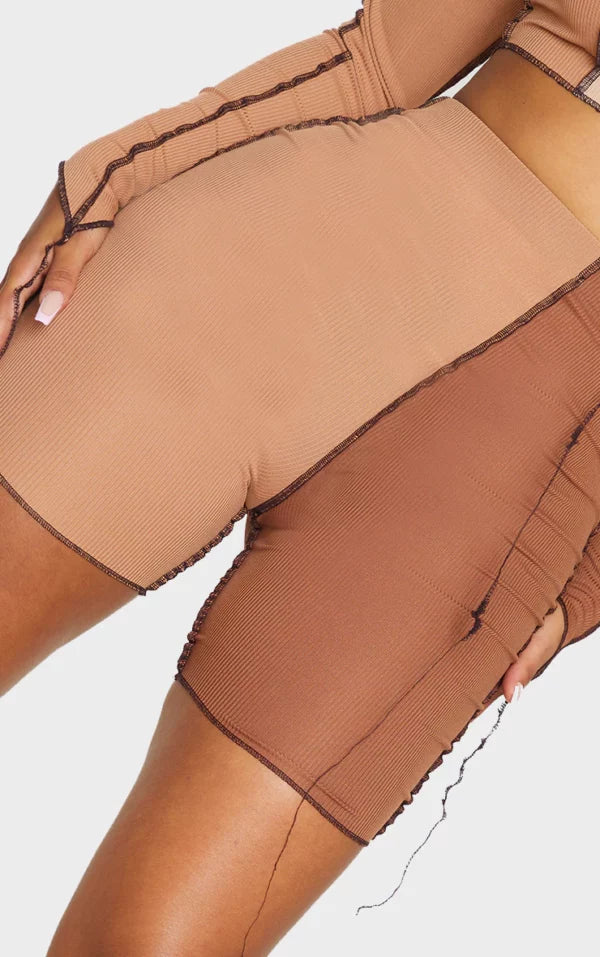 Shape Stone Stone Rib Colour Block Cycling Shorts