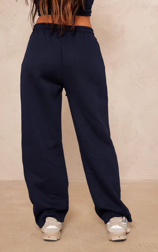 PETITE NAVY WIDE LEG SEAM DETAIL SWEATPANTS