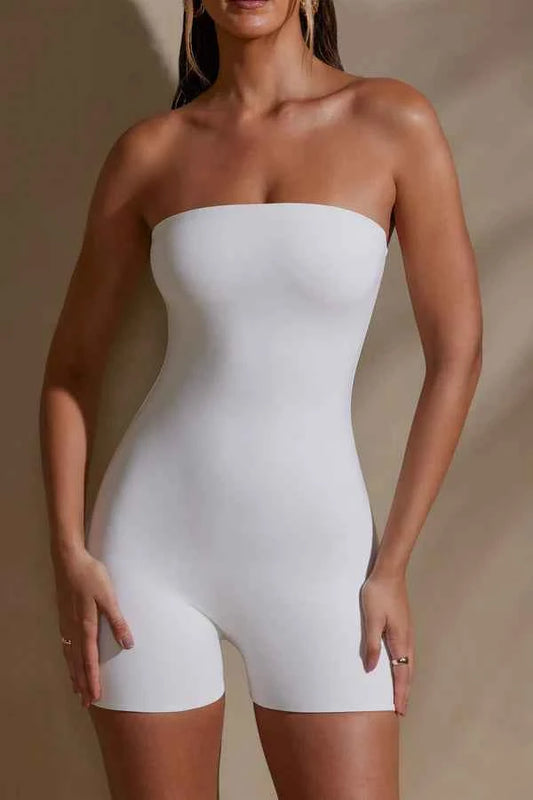Oh-polly - Bandeau Neckline Short Unitard in White