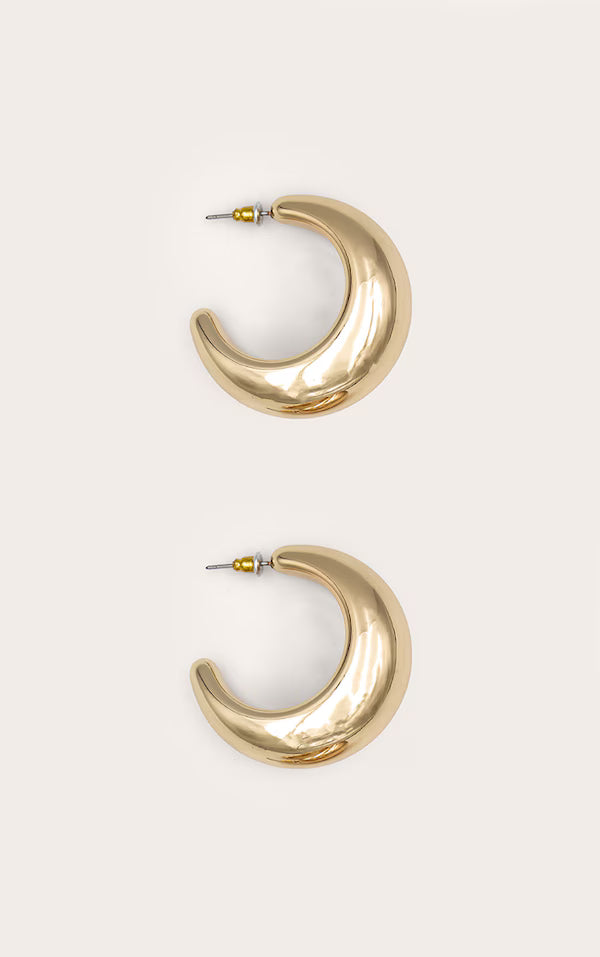 Gold Curved Hoop Earrings
