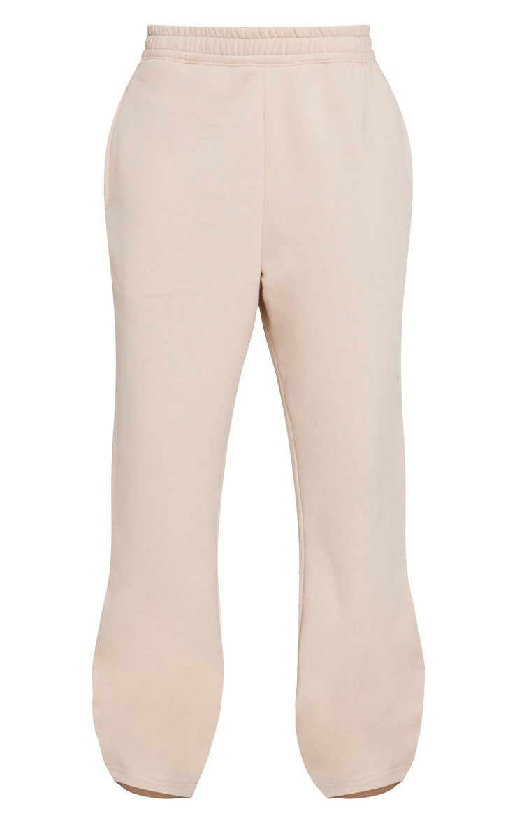 STONE SHIRRED WAIST SEAM FRONT WIDE LEG JOGGERS