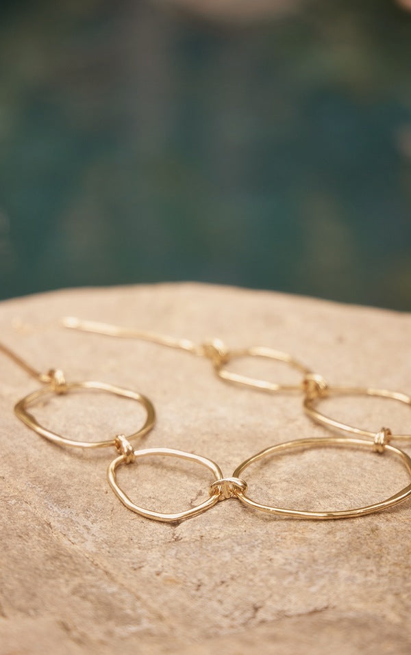 Gold Molten Oversized Abstract Statement Necklace