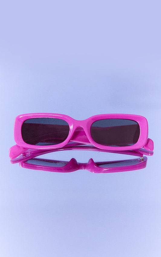 Pink Retro Rectangular Thick Side Frame Sunglasses