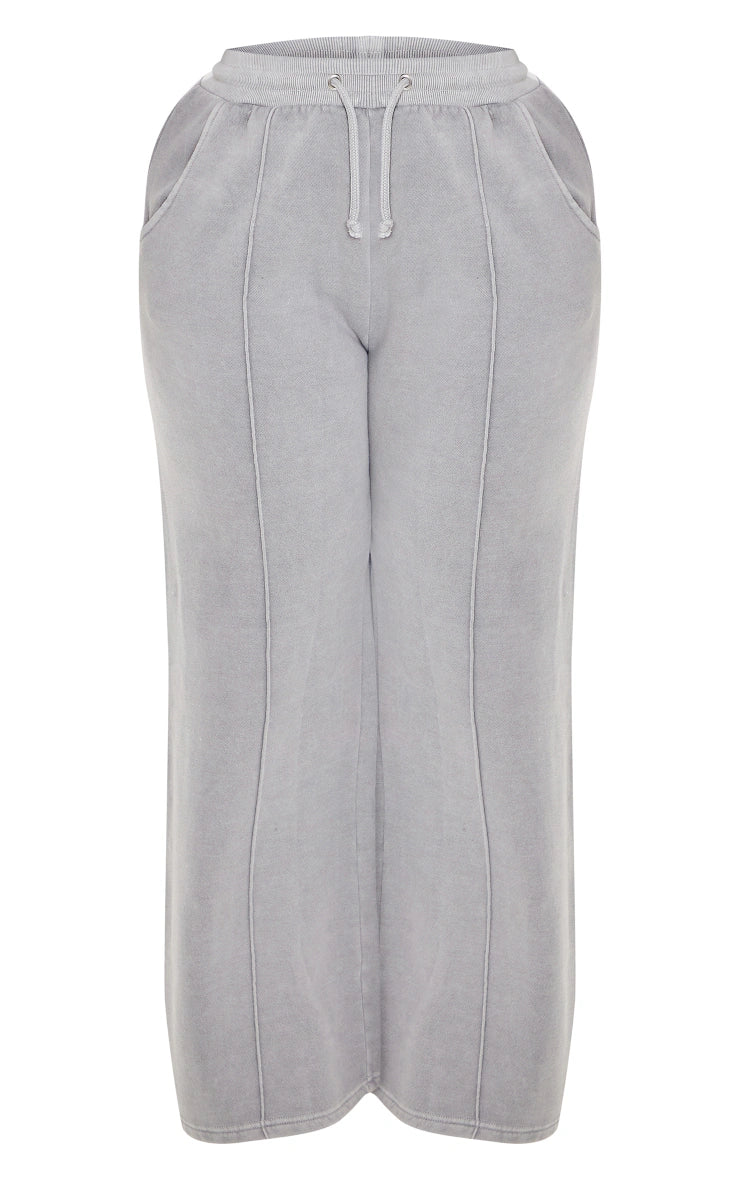 SHAPE LIGHT GREY SWEAT SEAM DETAIL WIDE LEG SWEATPANTS