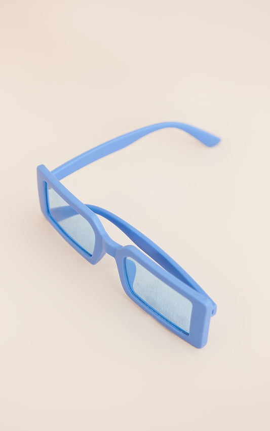 Blue Square Frame Slimline Sunglasses