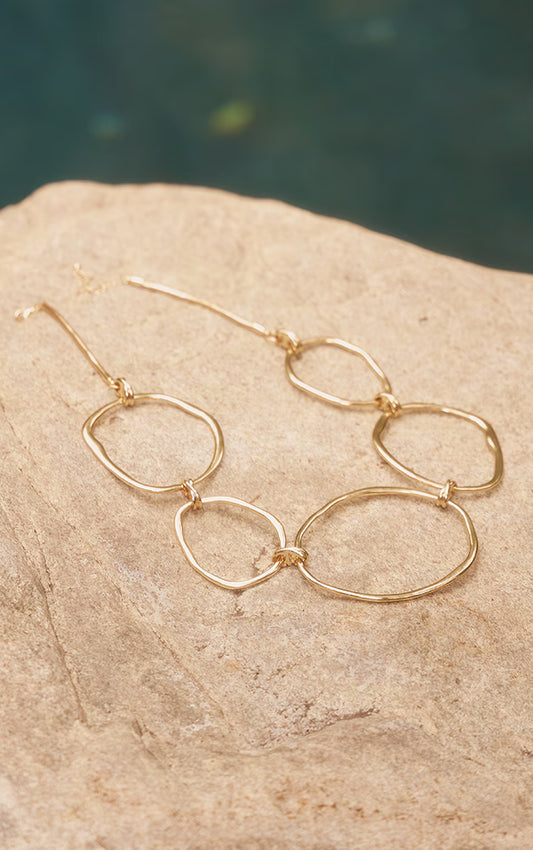 Gold Molten Oversized Abstract Statement Necklace