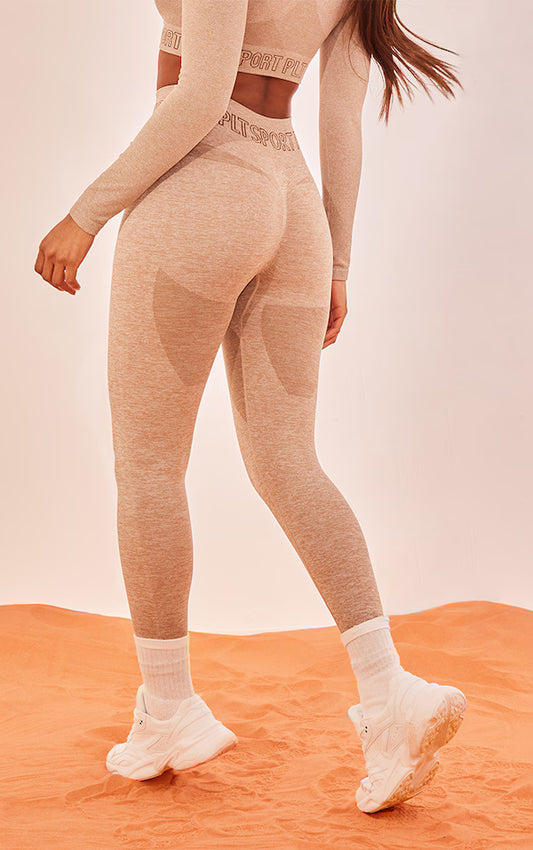Plt - Oatmeal Sport Seamless Ruched Bum Leggings