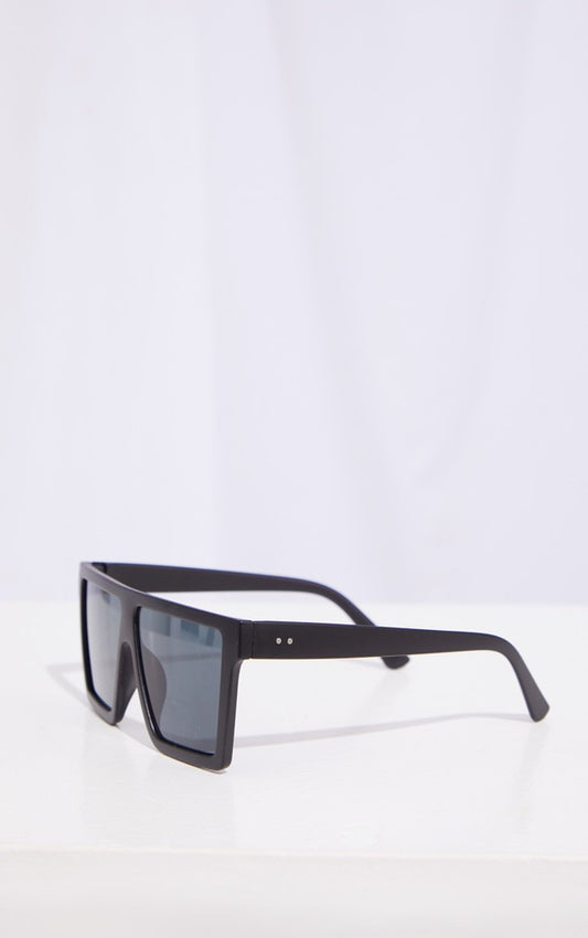 Black Matte Oversized Flat Bar Sunglasses