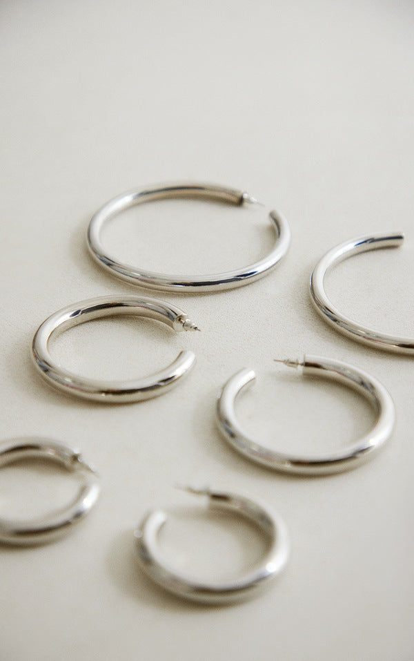 Silver Large Hoop 3 Pack Hoop Earrings