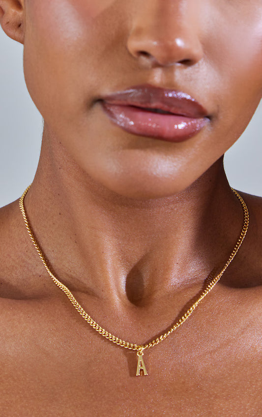 Real Gold Plated A Letter Necklace