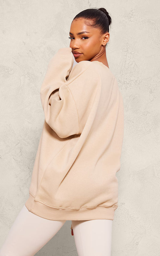 Plt - Sand Oversized Plain Fit Sweatshirt