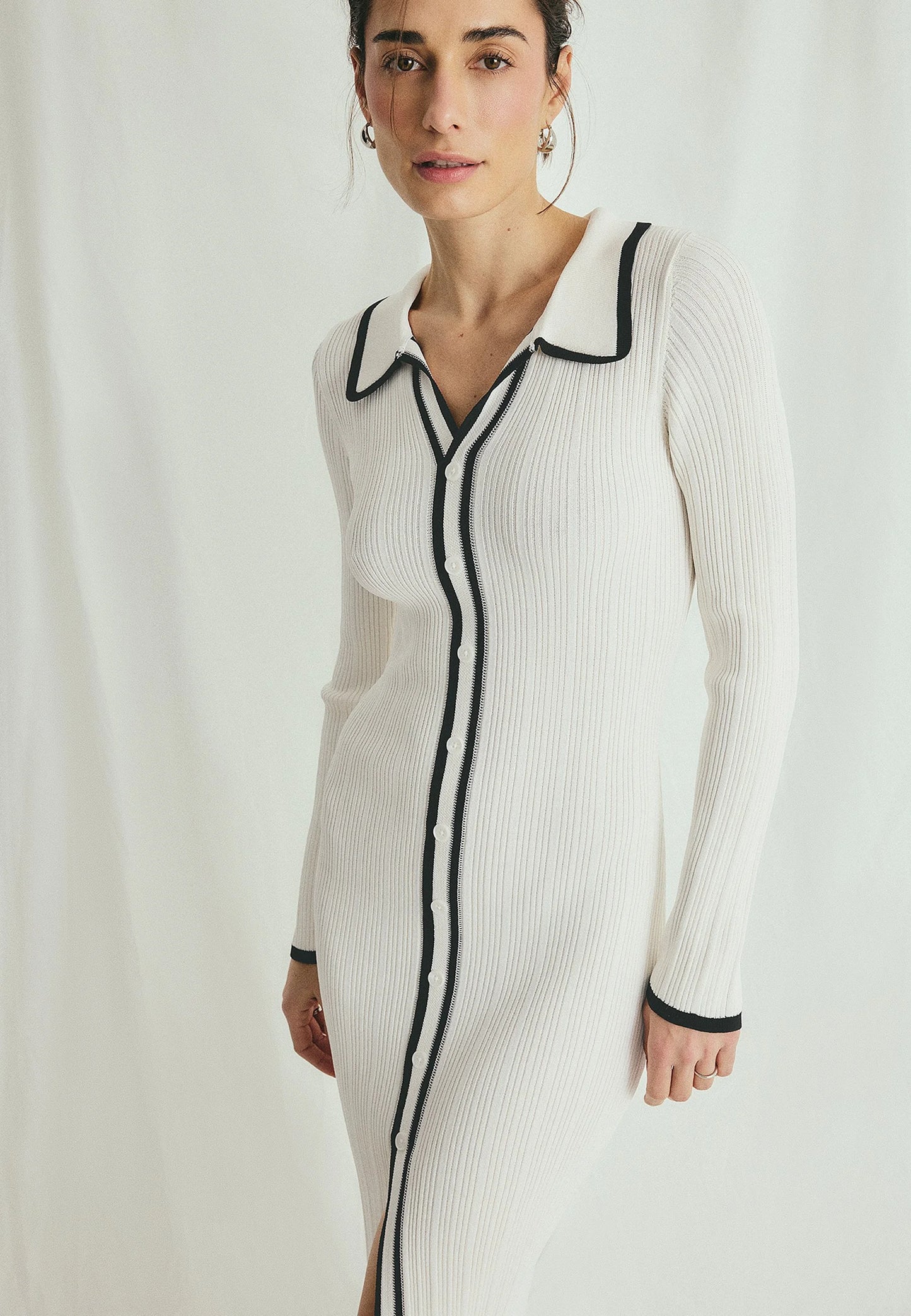 Na-kd CONTRAST BUTTON MIDI - Maxi dress - white