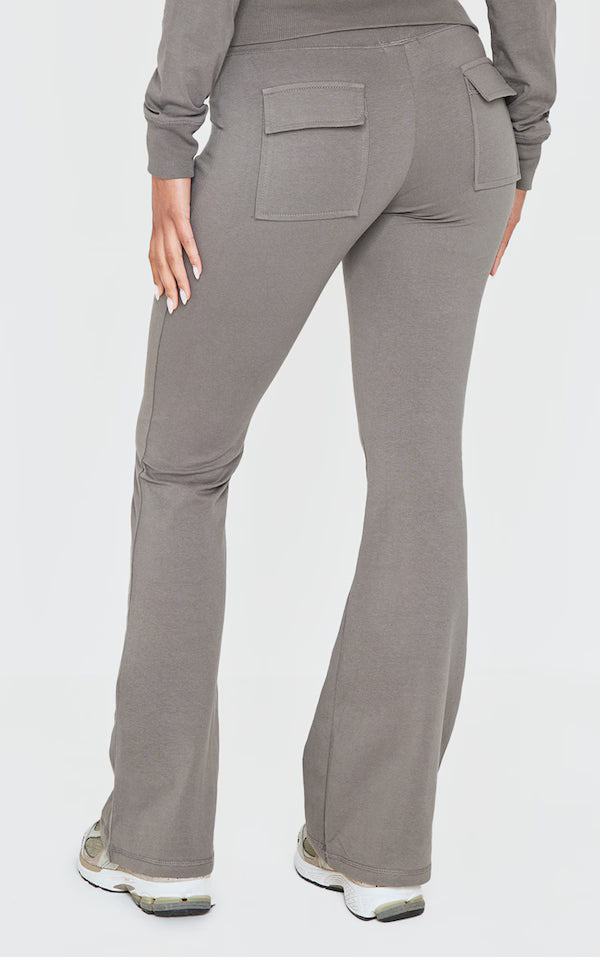 Charcoal Low Rise Skinny Flare Trousers