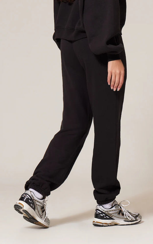 Black Oversized Embroidered Cuffed Sweatpants