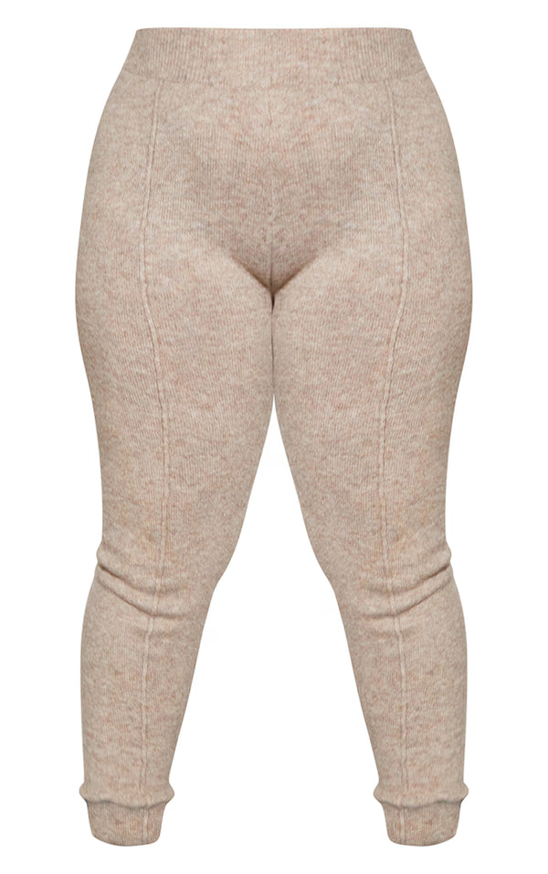 Plus Oatmeal Knitted High Waisted Leggings
