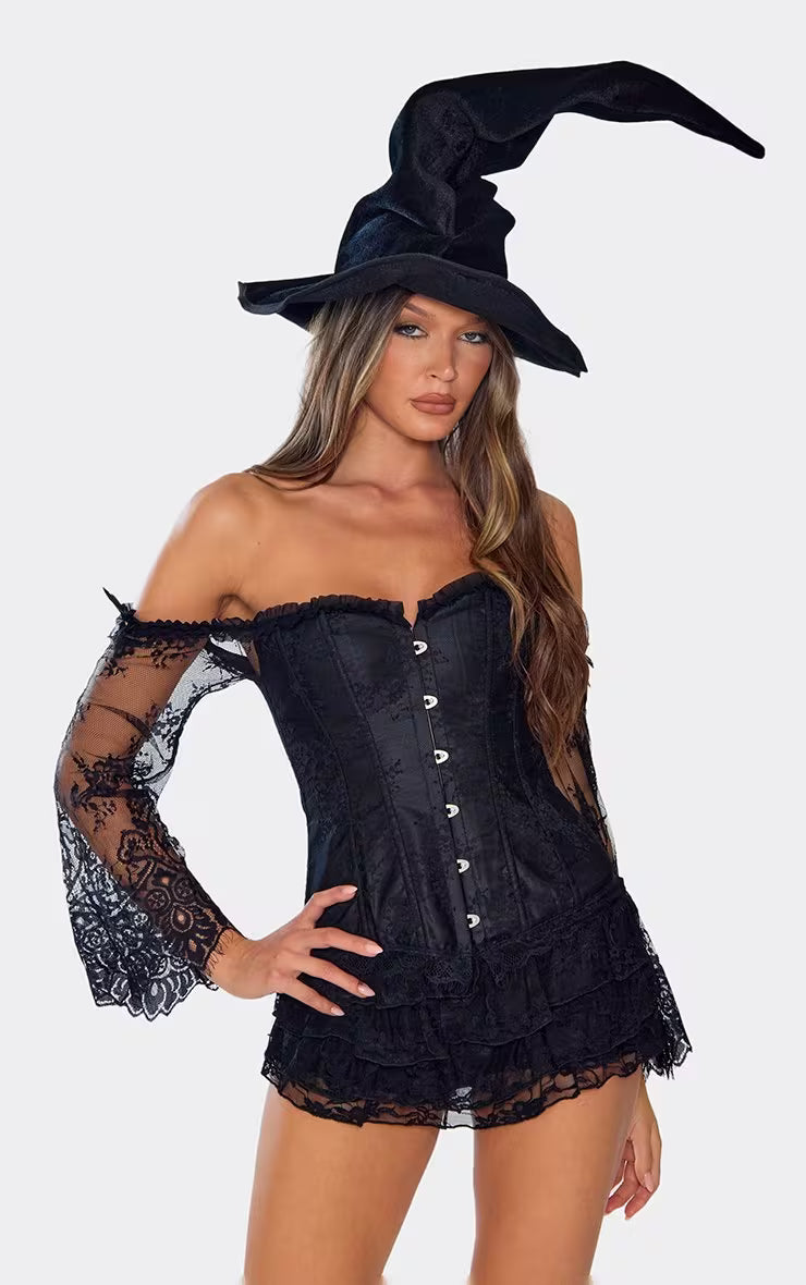 Ego - Low Rise Frill Shorts In Black Lace