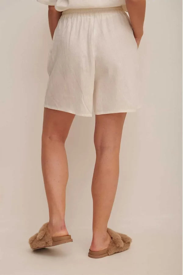 Linen Blend Drawstring Shorts