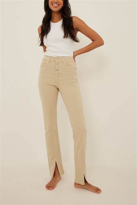 Seam Detail Slit Jeans
