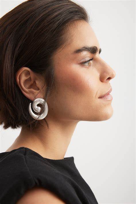 Swirl Blob Earrings Silver