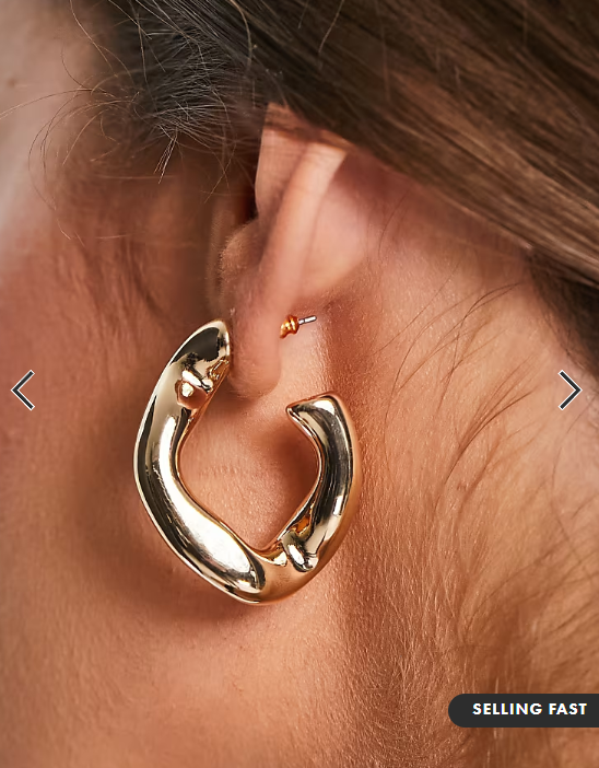 ASOS DESIGN hoop earring with twist link design in gold tone