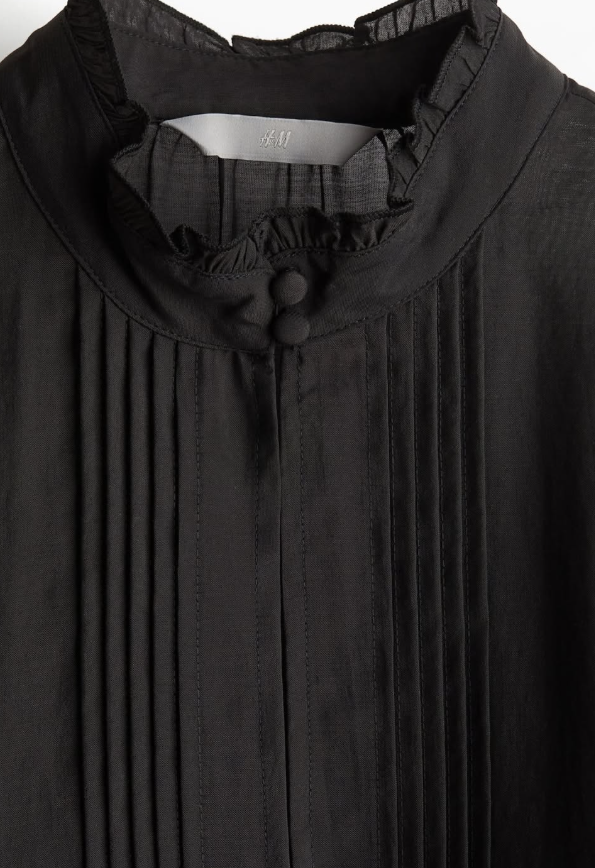 H&M - BLACK SHEER PINTUCK BLOUSE