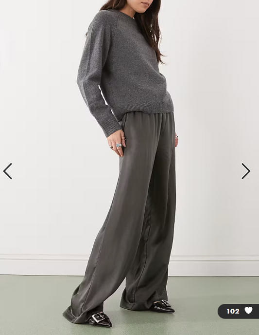 Weekday satin trousers in dark grey