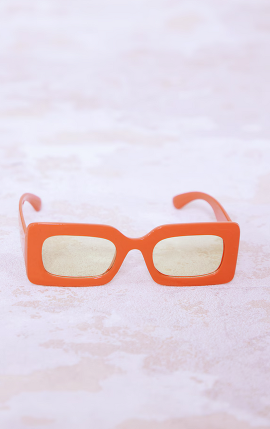 Peach Chunky Rectangular Square Frame Sunglasses