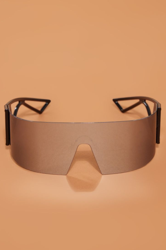 Silver Mirrored Wrap Round Visor Sunglasses
