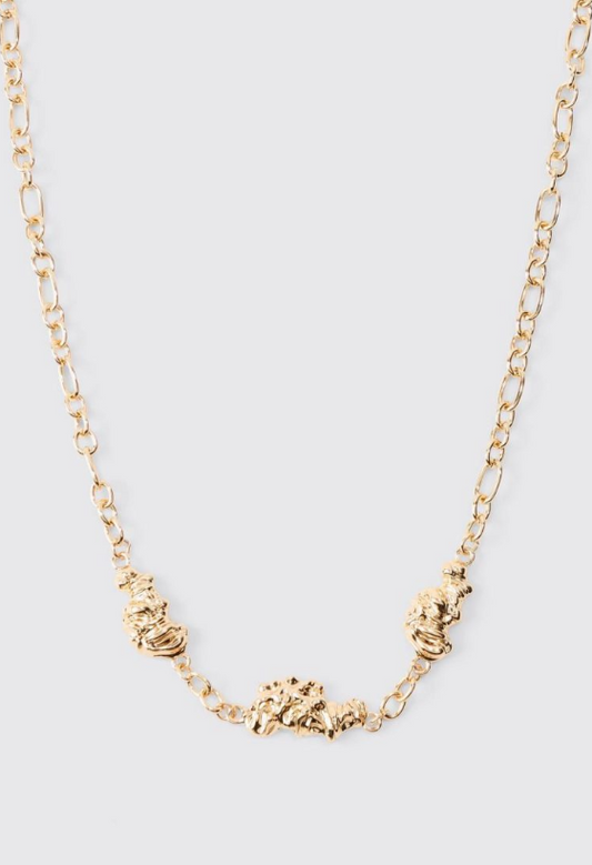 Melted Chain Detial Necklace In Gold - gold
