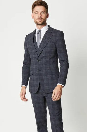 Burton - Slim Fit Retro Check Suit Jacket