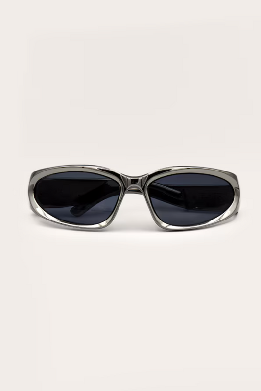 Grey Mirrored Sporty Visor Sunglasses