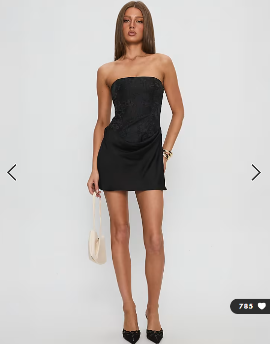 Princess Polly Jenevieve drape waist detail bandeau mini dress in black floral