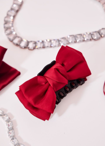 Cherry Red Bow Claw Clip