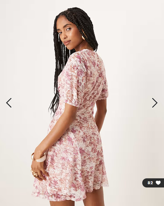 ASOS DESIGN puff sleeve mini tea dress in ditsy floral print