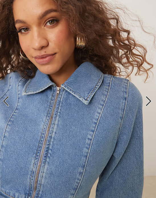 ASOS DESIGN fitted denim jacket in mid blue