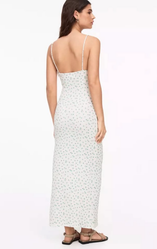 Pull&bear - ditsy floral textured maxi dress in white