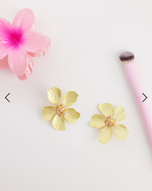 ALDO cammelia flower earrings in yellow
